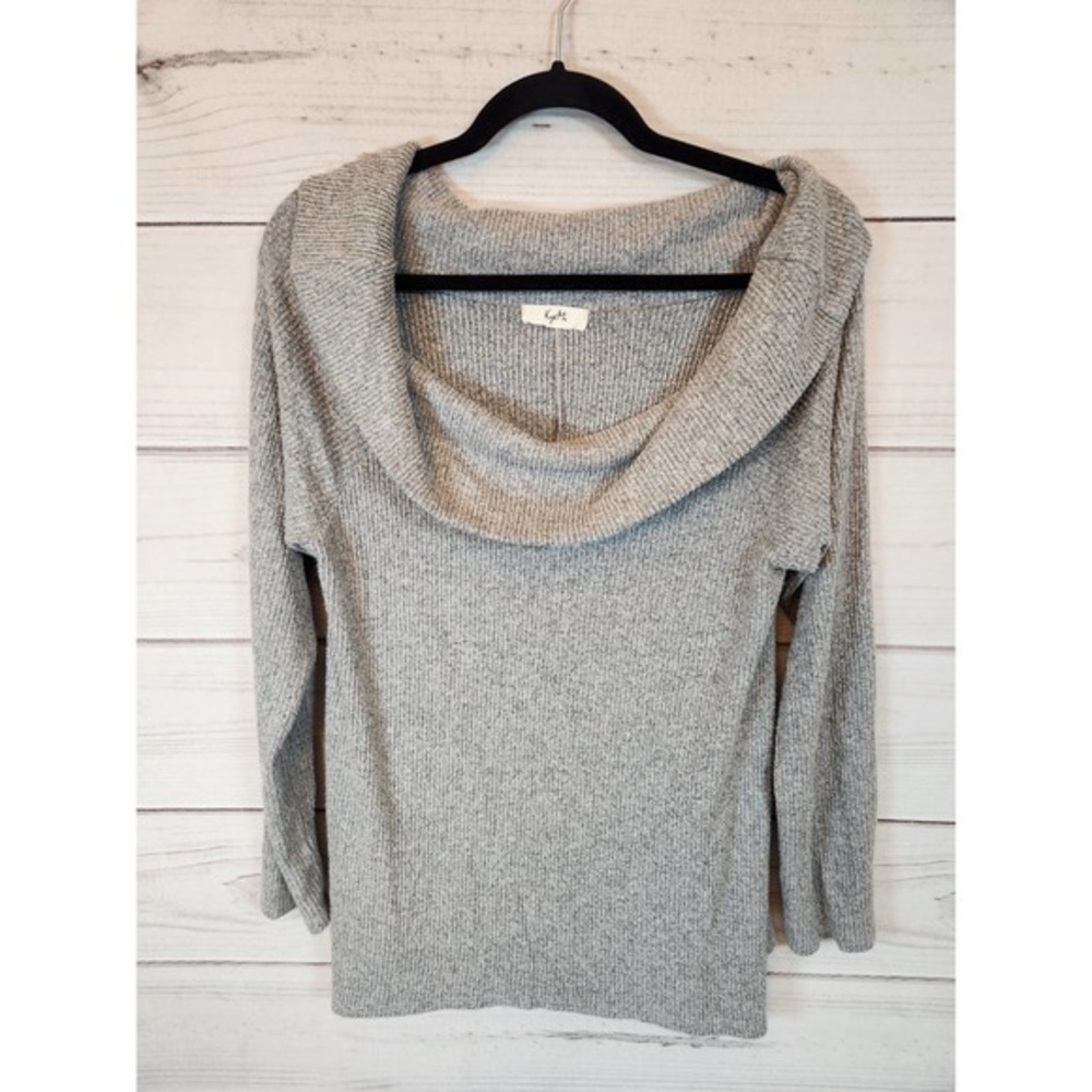 Kye Mi Women's Gray Solid Cowl Neck Long Sleeve Pullover‎ Sweater Size Large
